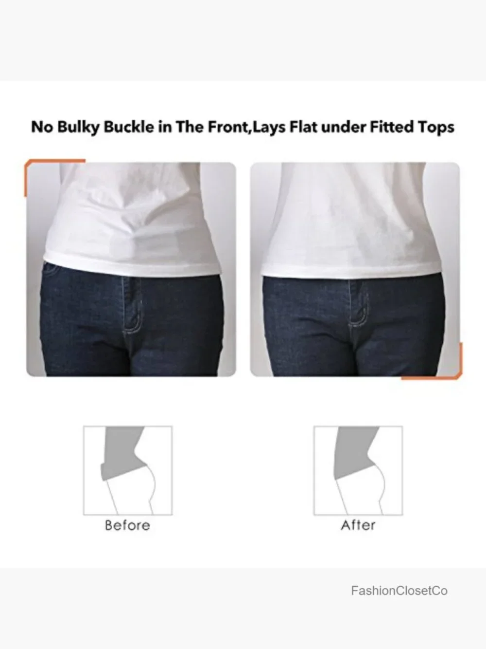 No Show Stretch Belt Invisible Elastic Web Strap with Flat Buckle